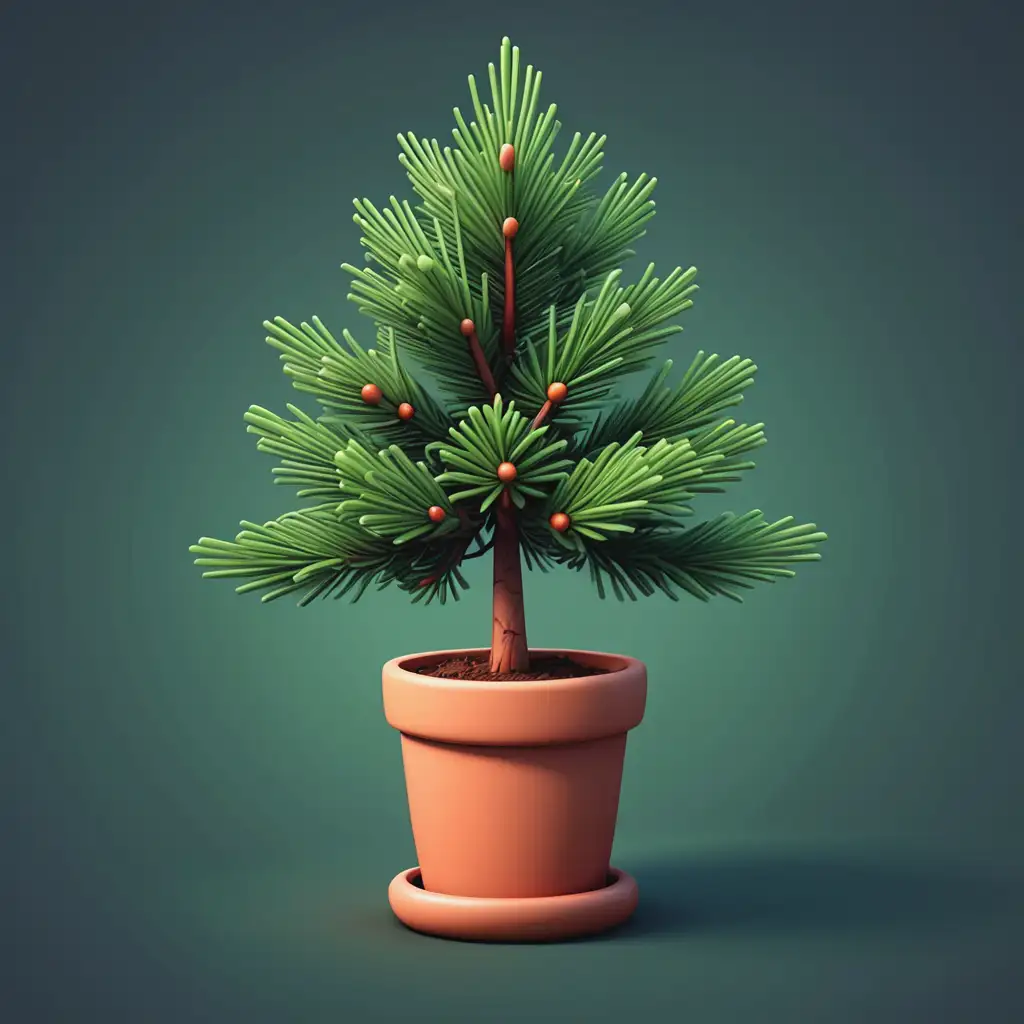 Spruce Pine Young Plant in Iroquois Styling Cartoon 3D Style