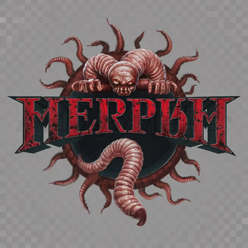 a logo design,with the text "Червь", main symbol:Big Scary Crawly Worms in the Horror Style,Moderate,clear background