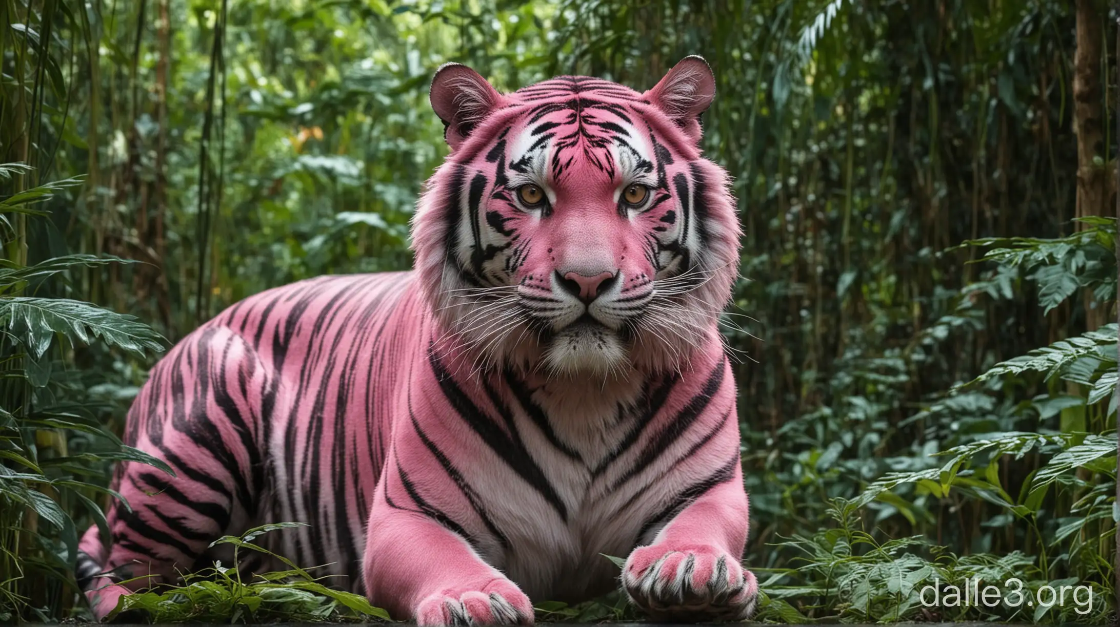 The pink tiger in the jungle