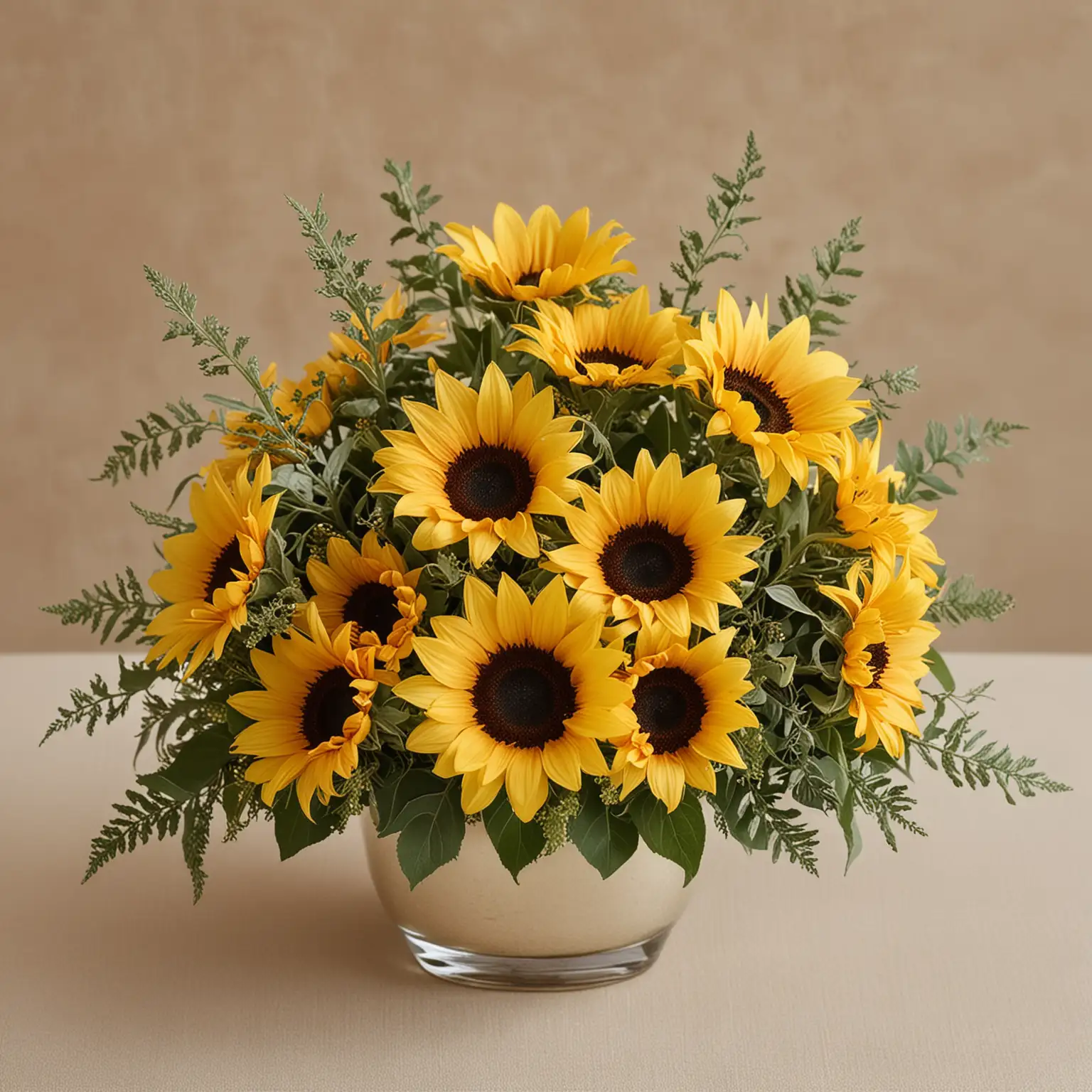 small elegant sunflower wedding centerpiece