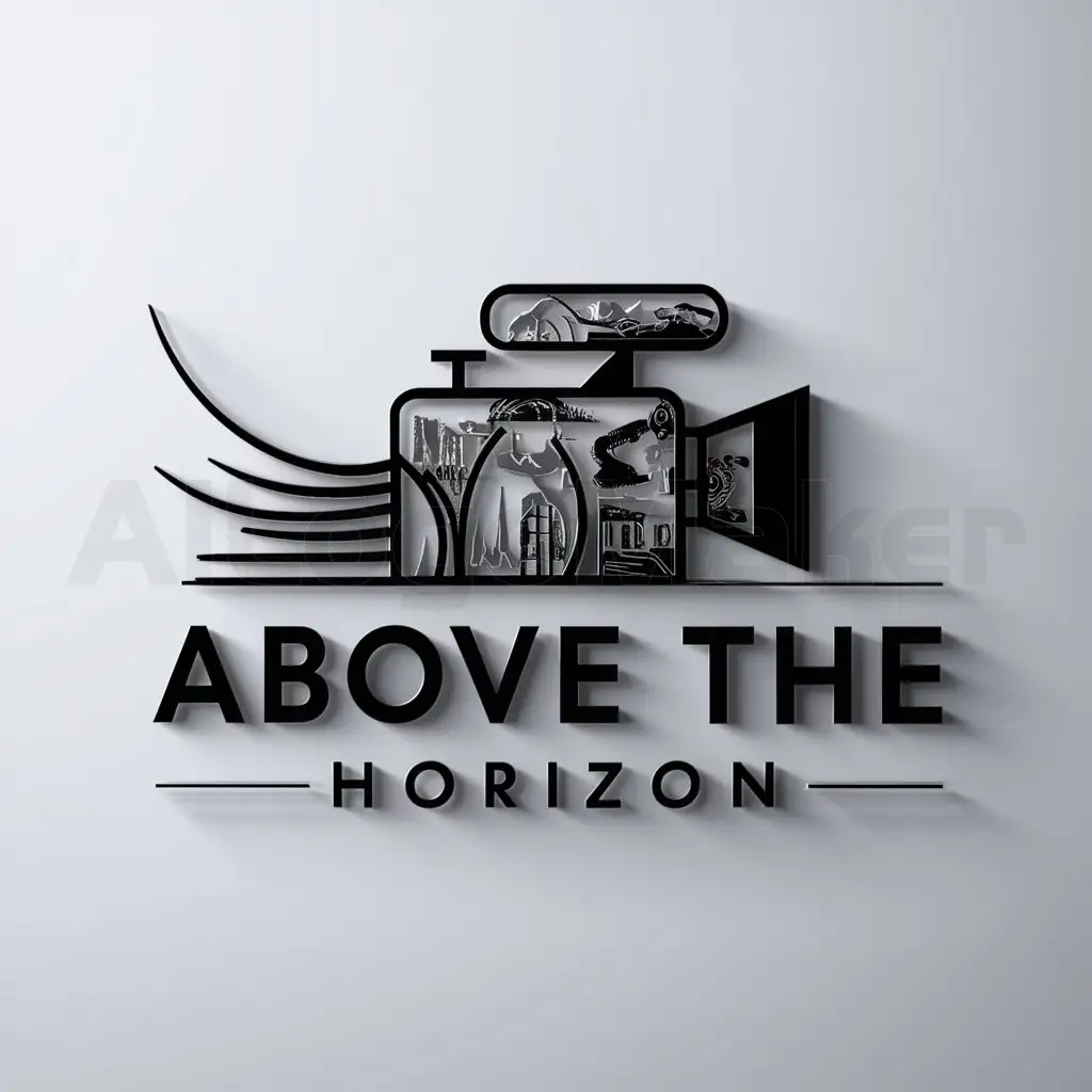 a logo design,with the text "above the horizon", main symbol:Video camera,complex,be used in Travel industry,clear background