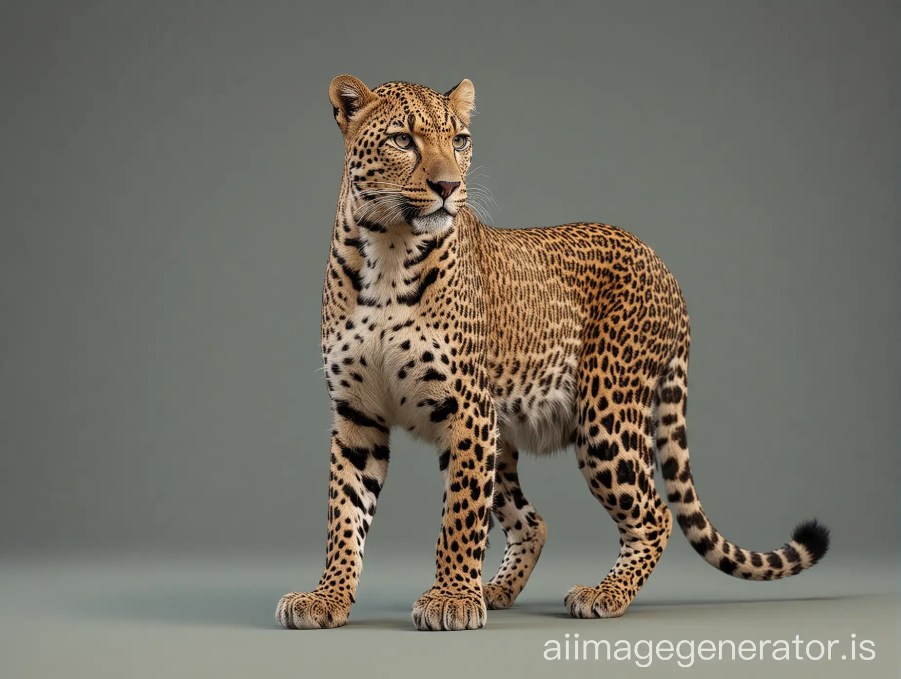 Realistic 2 leopard  pose, flat background