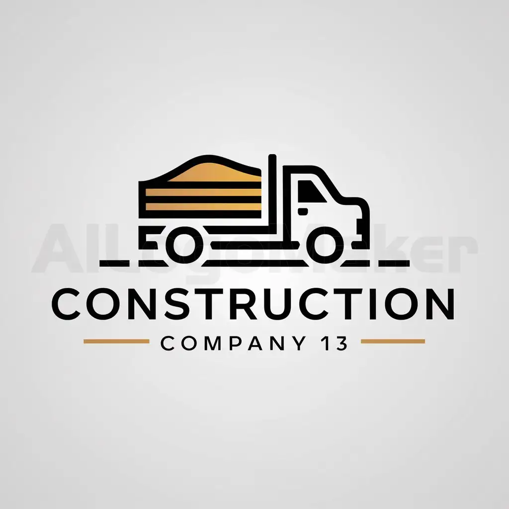 a logo design,with the text "Construction Company 13", main symbol:A truck with sand ,Moderate,be used in Construction industry,clear background