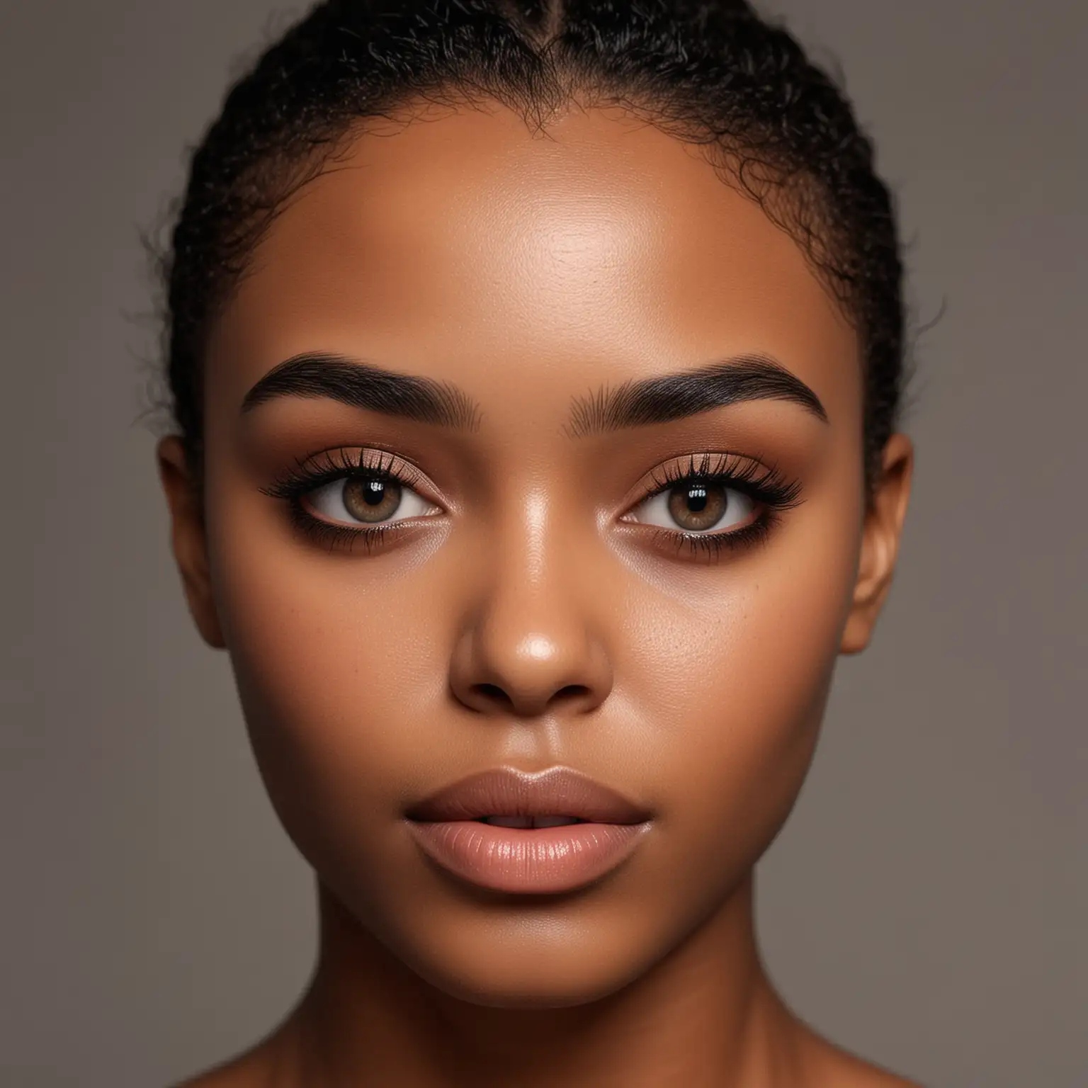 Realistic Black Female Face with Perfect Eyebrows and Natural Look