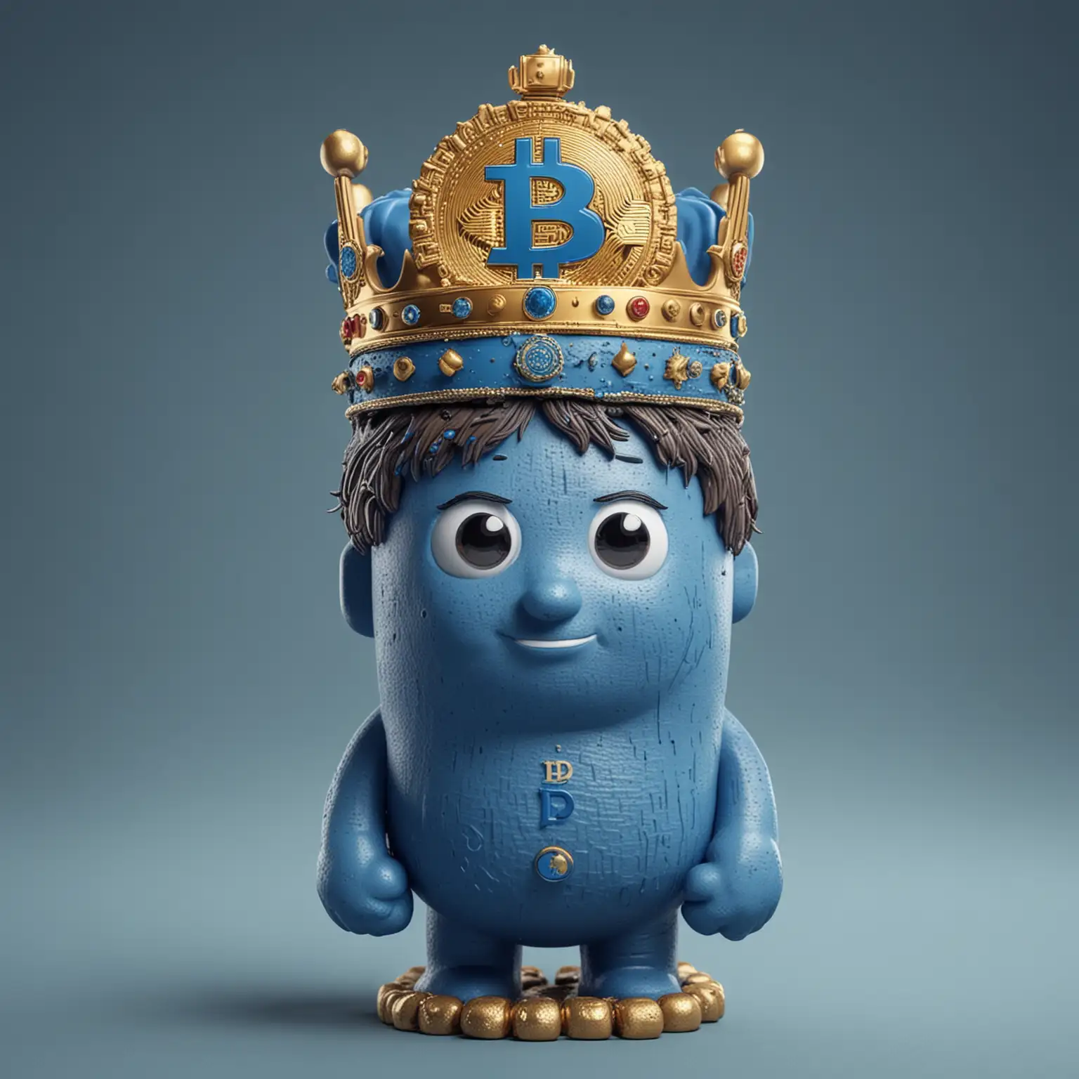 Royal Bitcoin Figure in Blue with Crown