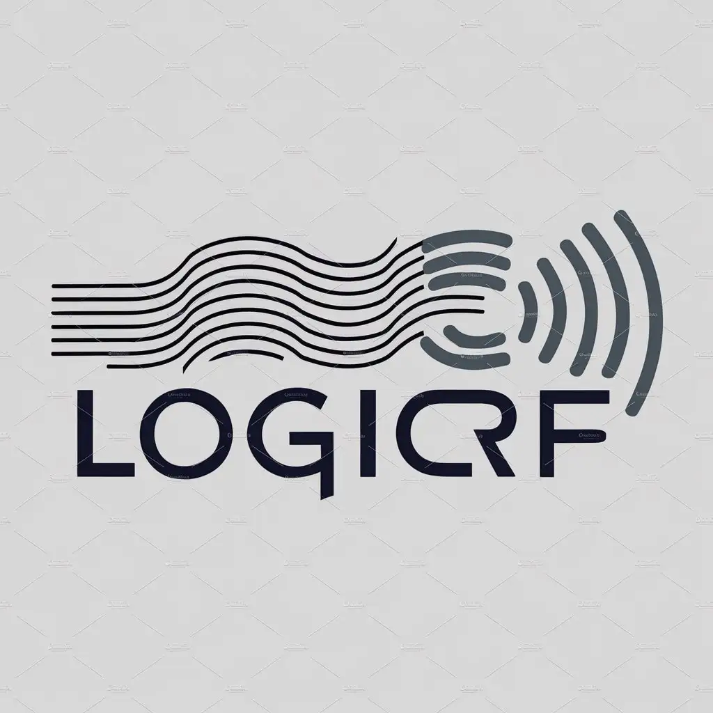 a logo design,with the text "LogicRF", main symbol:Digital signal, radio frequency,complex,be used in Technology industry,clear background