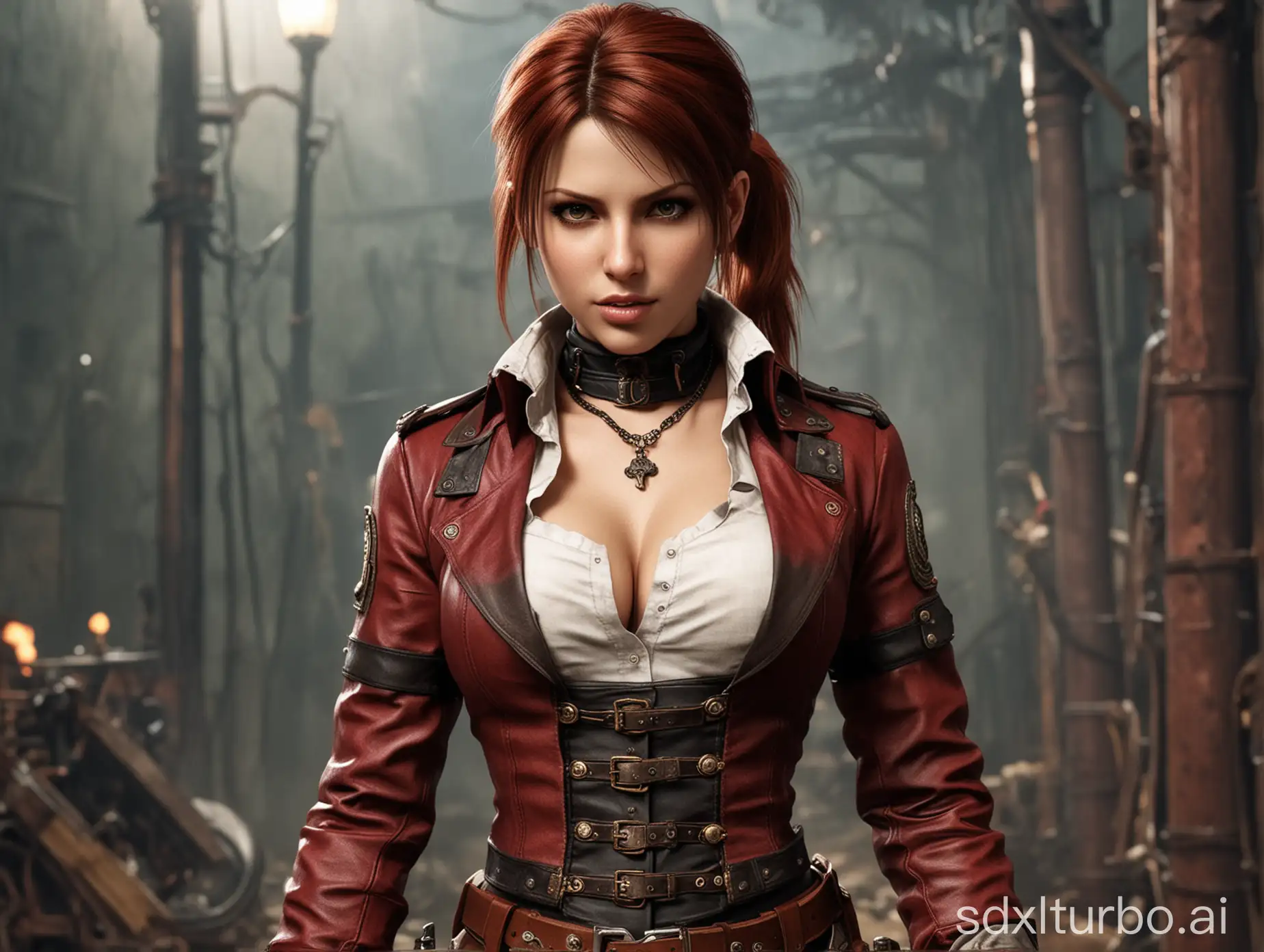 claire redfield in steampunk style in sexy clothing