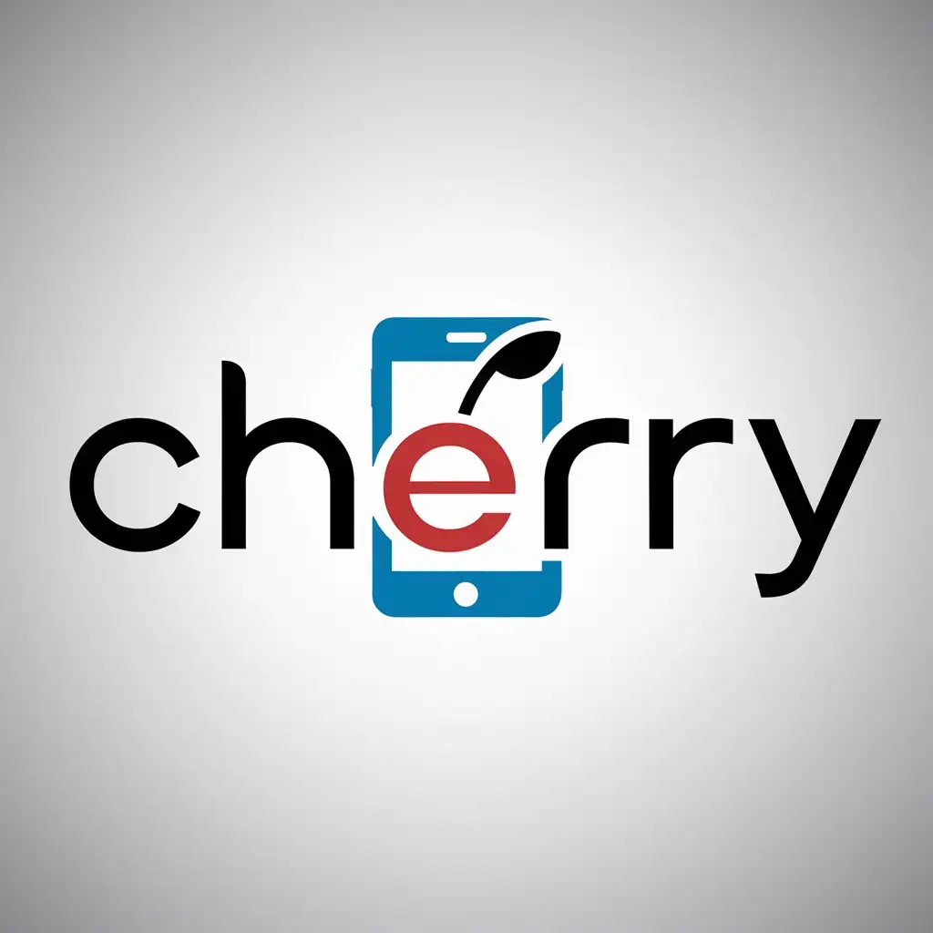 a logo design,with the text "Cherry", main symbol:cellphone,Minimalistic,be used in Technology industry,clear background