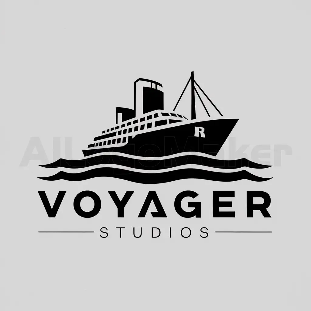 LOGO-Design-For-Voyager-Studios-Minimalistic-Black-Sea-Boat-Theme