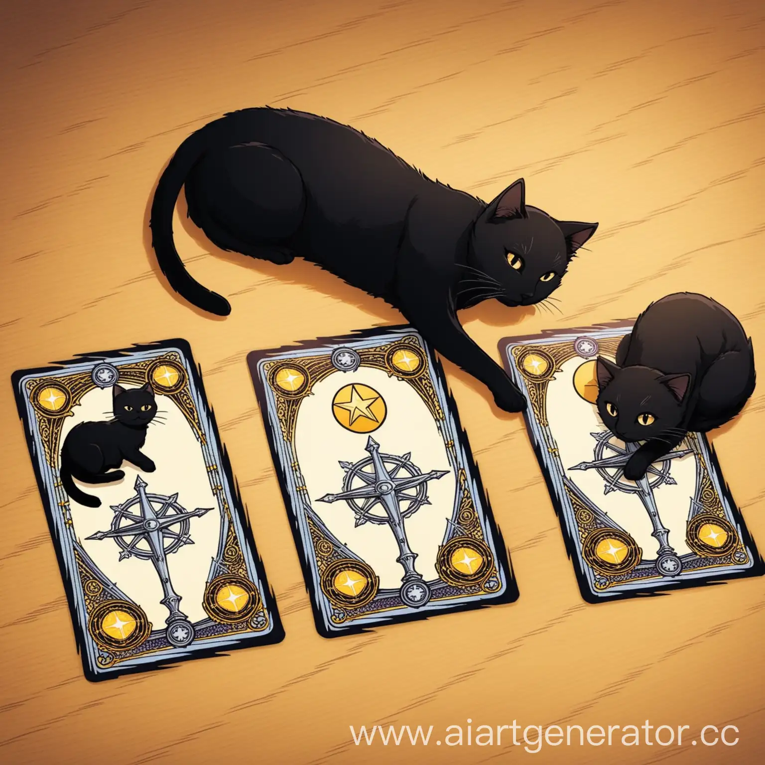 Three-Tarot-Cards-Surrounded-by-Black-Cats