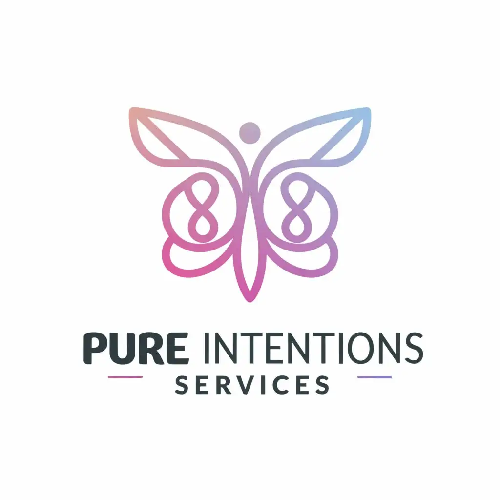 a logo design,with the text "Pure Intentions Services", main symbol:Butterfly with Brain,Moderate,be used in Others industry,clear background