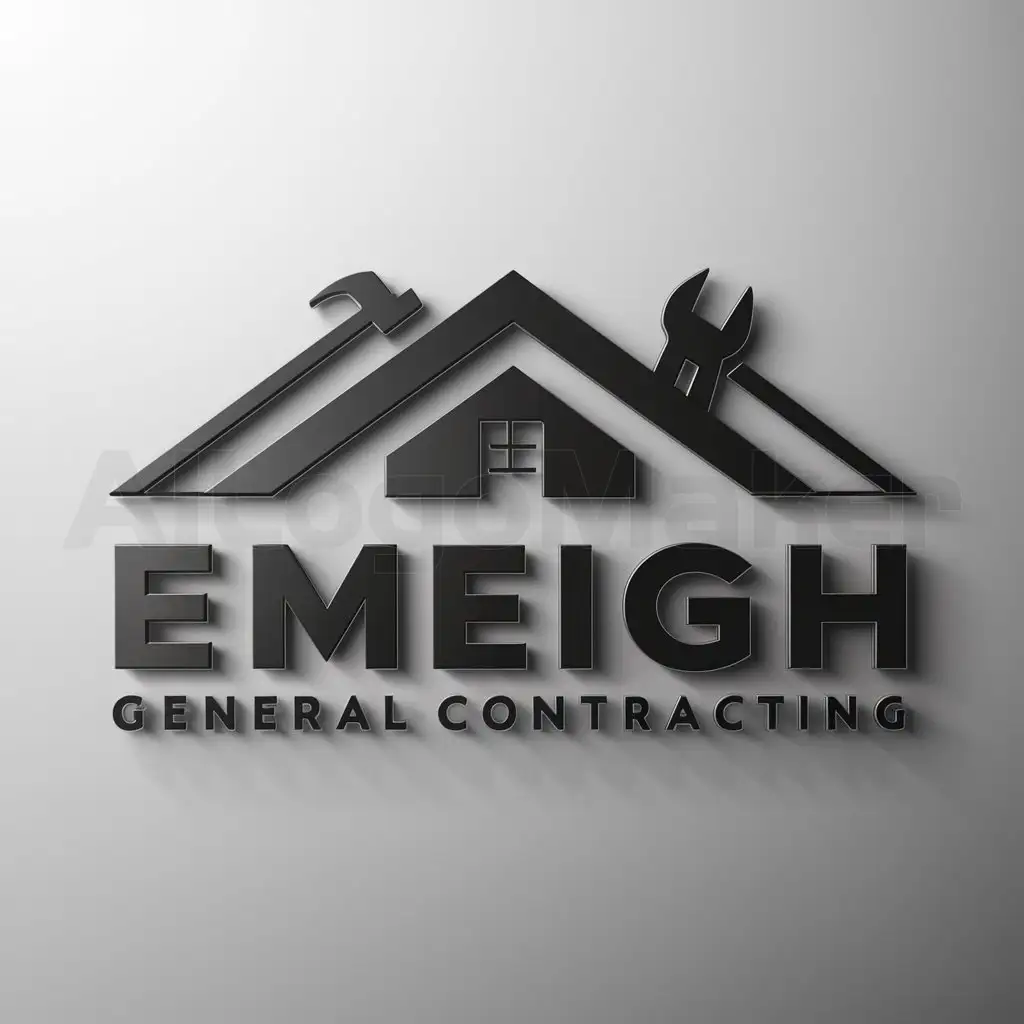 a logo design,with the text "Emeigh General Contracting", main symbol: Modern logo design representing a construction design for Emeigh General Contracting, focusing on remodeling and general home repair, with a corporate or industrial design aesthetics.,Moderate,be used in remodeling and general home repair industry,clear background