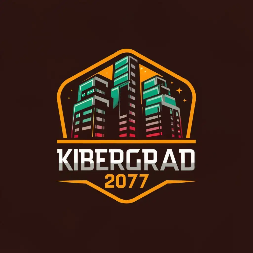 a logo design,with the text "Kibergrad 2077", main symbol:Future,Moderate,be used in Entertainment industry,clear background