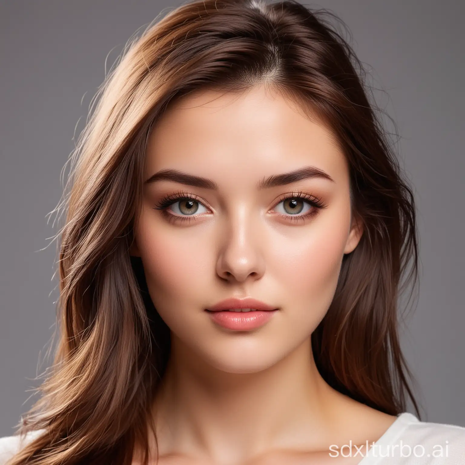 beautiful round face charming female model .
