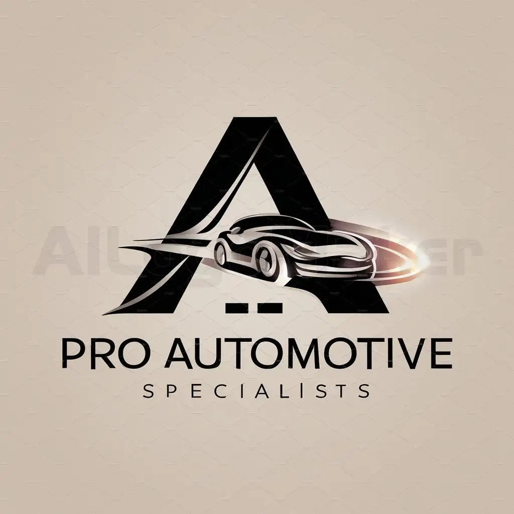 a logo design,with the text "Pro Automotive Specialists", main symbol:Street in shape of letter A with a car on it,Moderate,be used in Automotive industry,clear background
