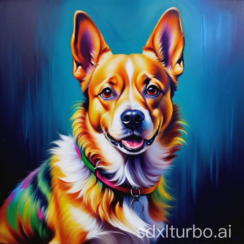 a dog, oil painting , colorful