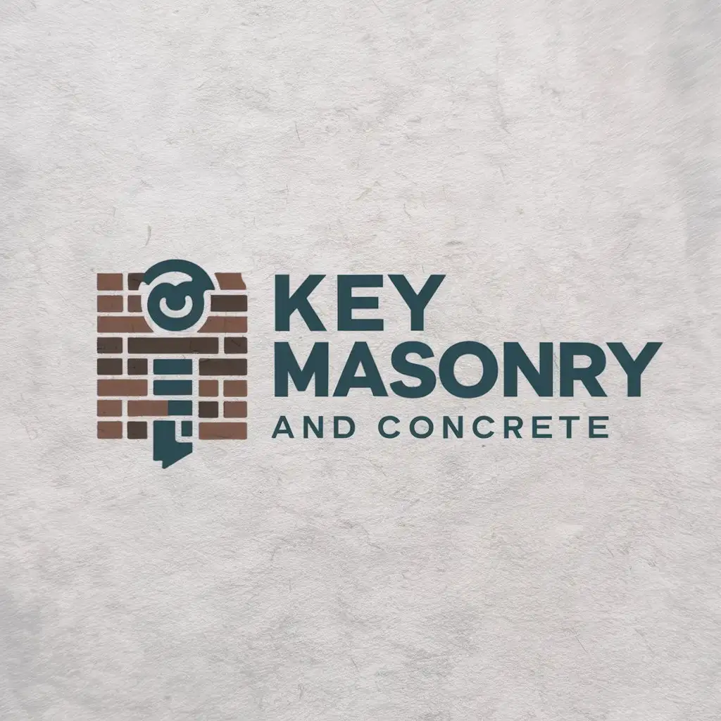 a logo design,with the text "Key Masonry and Concrete", main symbol: Logo for "Key Masonry and Concrete" - Major emphasis on "Key Masonry", minor emphasis on "and Concrete". A well-designed logo with a nice color palette. Background: white. The company specializes in brick, flagstone, pizza ovens, outdoor kitchens, fireplaces, chimney rebuilds, and concrete.,Moderate,be used in Masonry Company industry,clear background