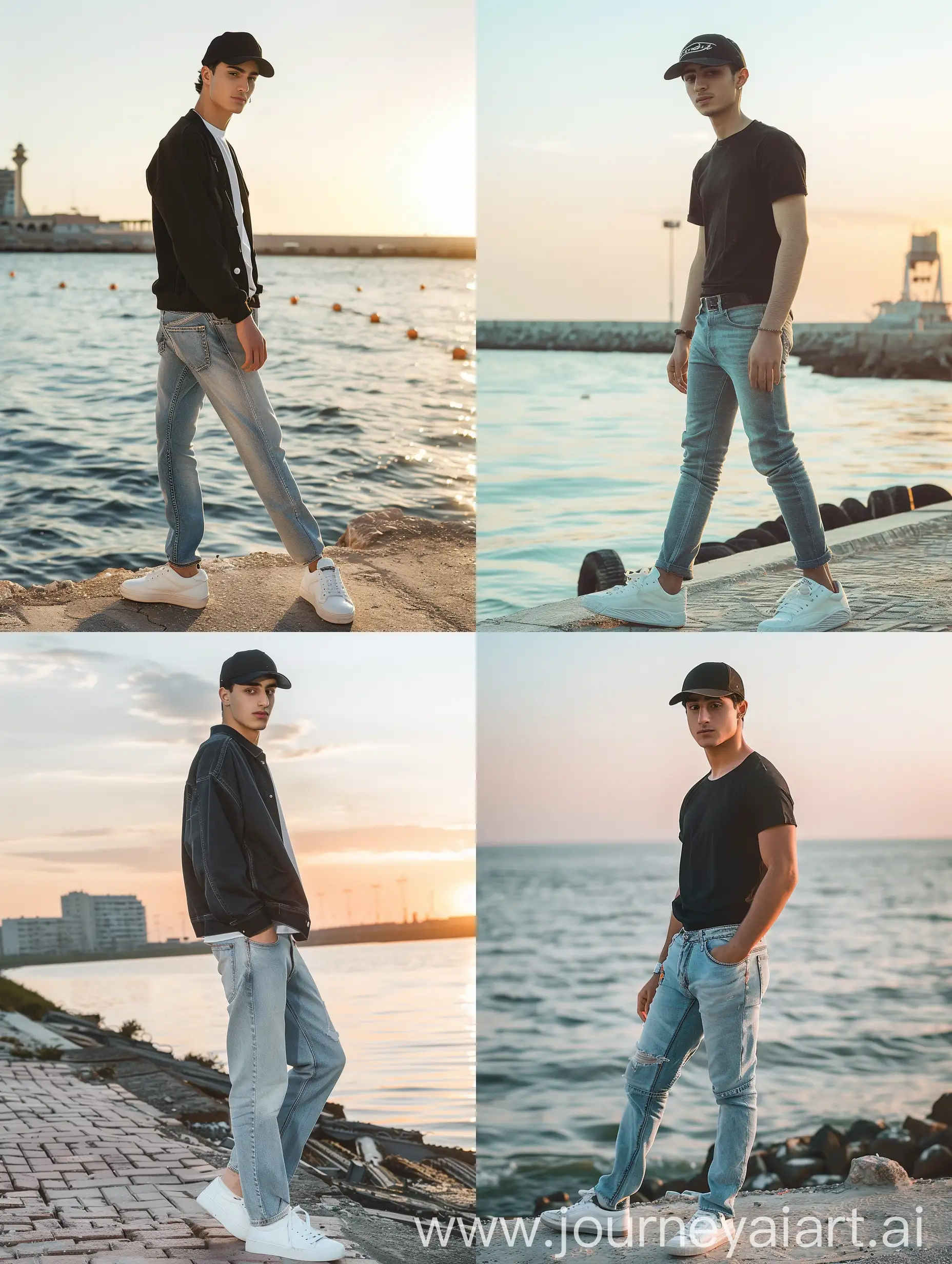Fashion-Photography-of-Handsome-Iranian-Young-Man-by-the-Sea-at-Sunset