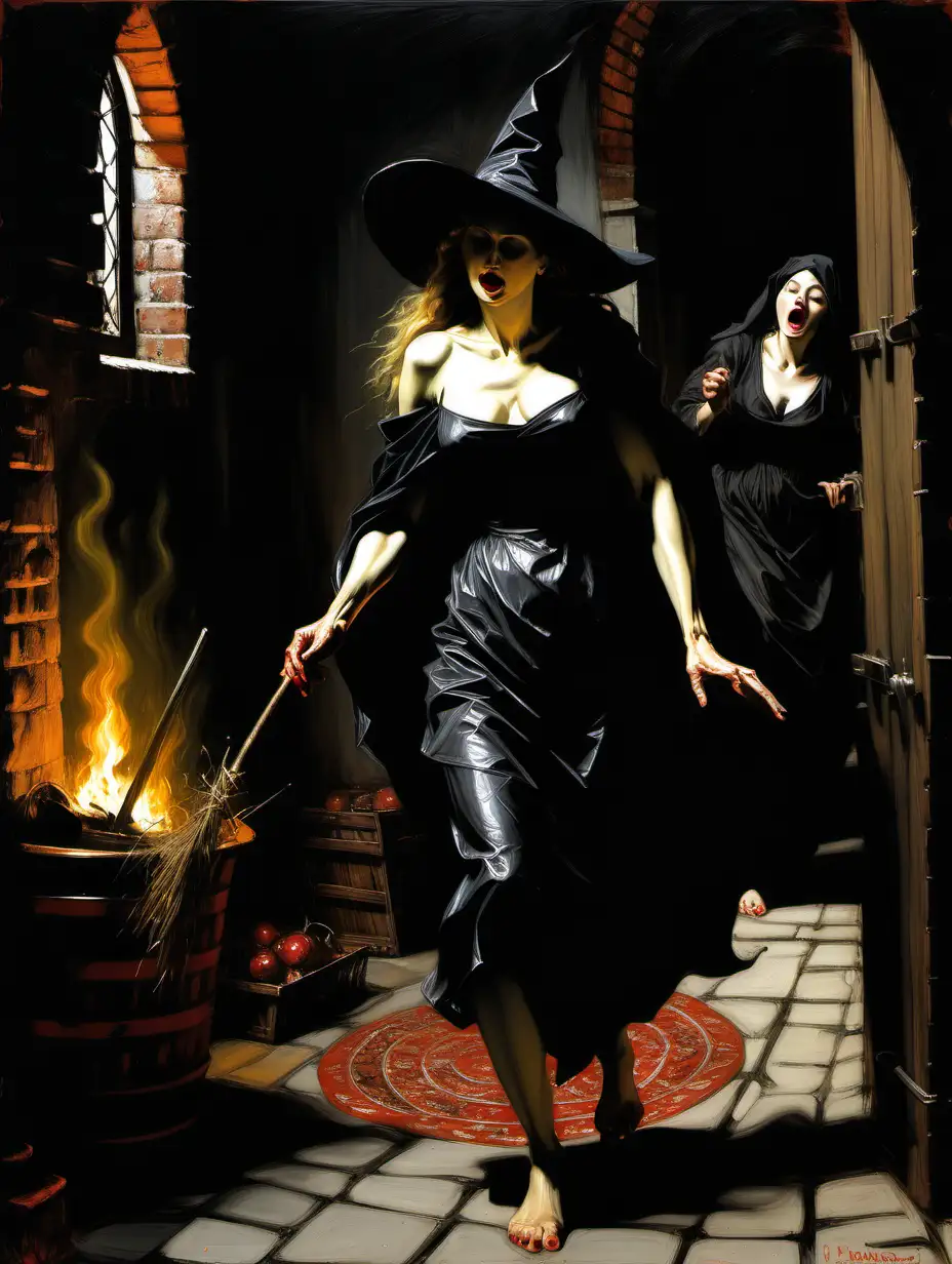 (an expressive painting:1.3), (large strokes style), palette knife style, (Fabian Perez style:1.3) , Departing witch for the Sabbath 
Hans Baldung
Date: 1514
Style: Northern Renaissance
Genre: genre painting