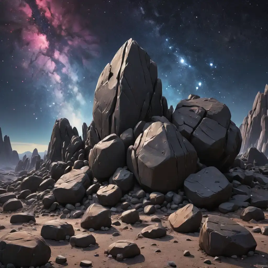 Cartoon-Black-Rocks-in-Cosmic-Space