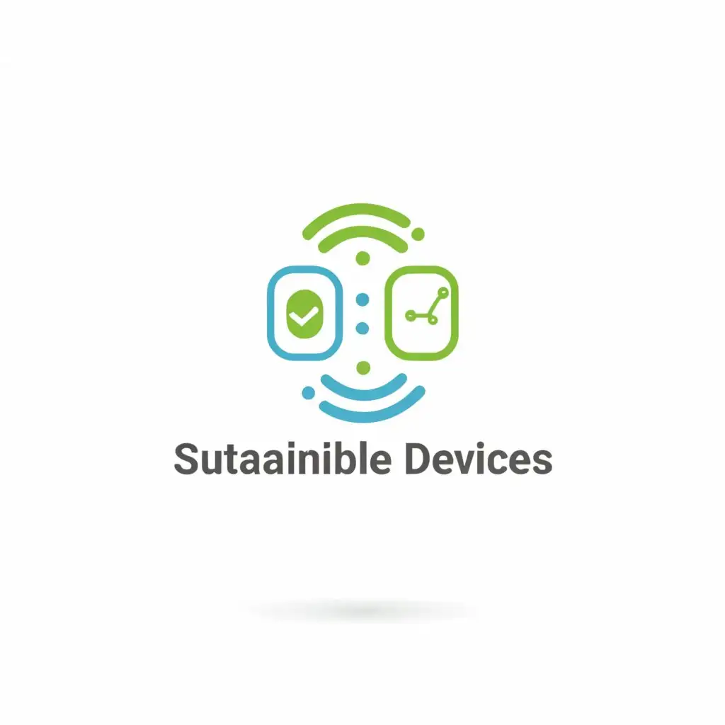 a logo design,with the text "Sustainable devices", main symbol:through equipment that facilitates communication,Moderate,clear background
