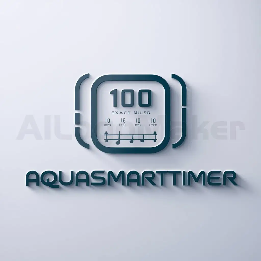 a logo design,with the text "AquaSmartTimer", main symbol:create a screen type product that connects to the shower to timer 10 exact minutes of shower and also display on the screen how many liters of water are consumed by the person,. This screen can also play music during shower time, all with the purpose of saving water,Moderate,be used in ecologico industry,clear background