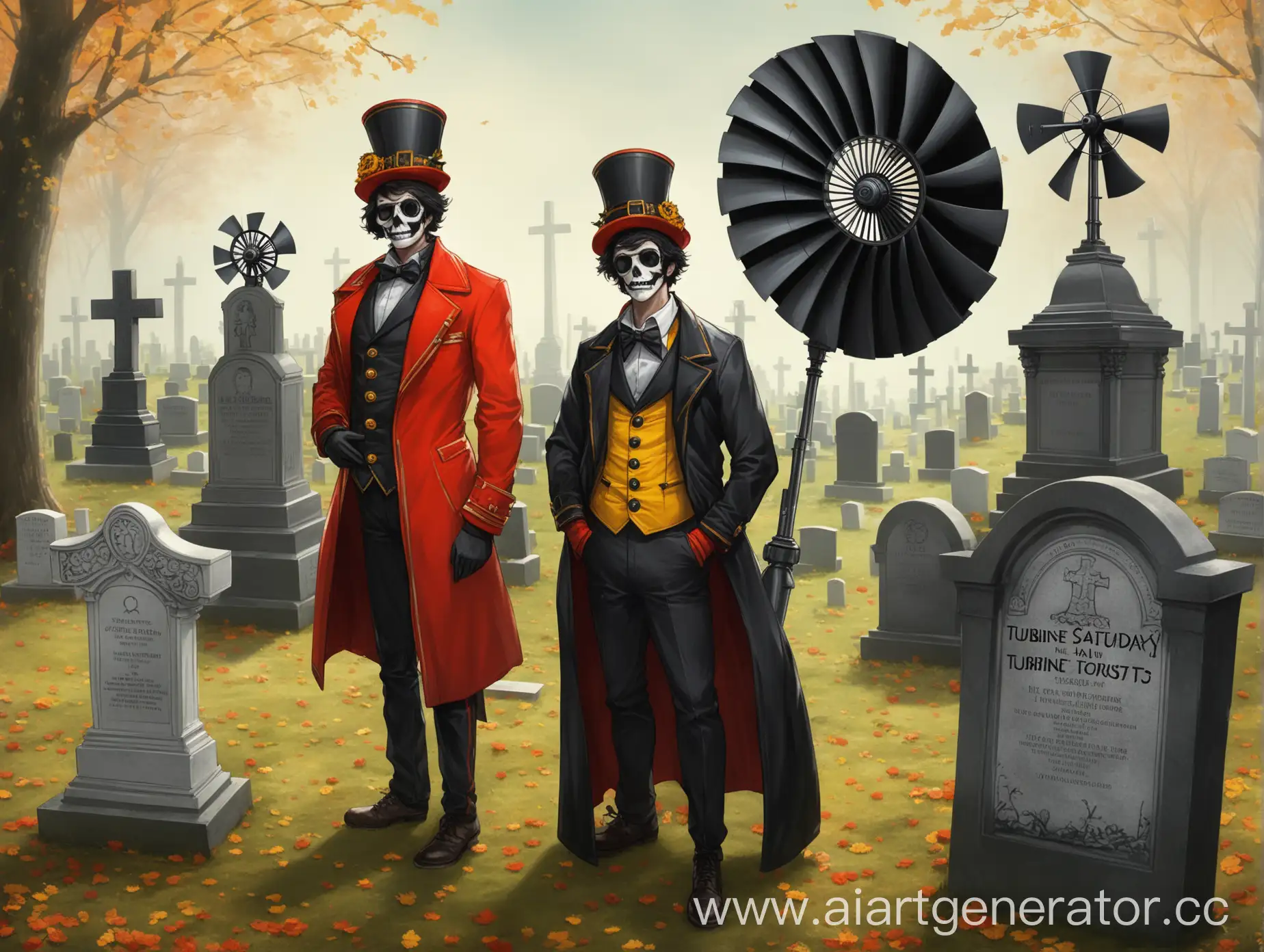Турбинотелые туристы в костюме Барона субботы, на кладбище у могилы Самди