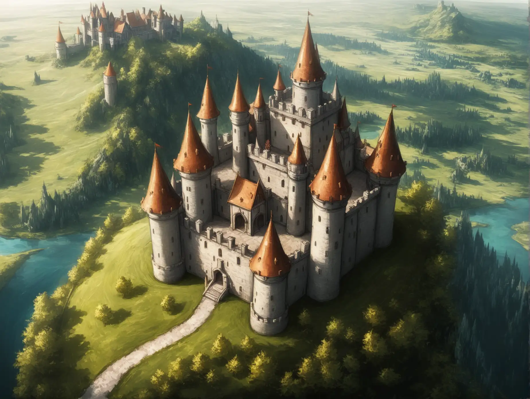 Enchanted-Aerial-View-of-a-Tiny-Castle-in-a-Fantasy-Realm