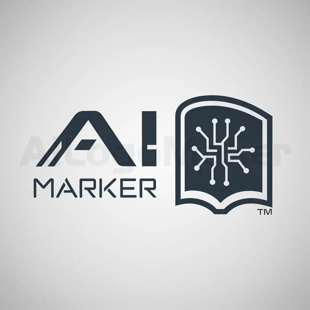 a logo design,with the text "AI Marker", main symbol:AI book,Moderate,be used in Education industry,clear background