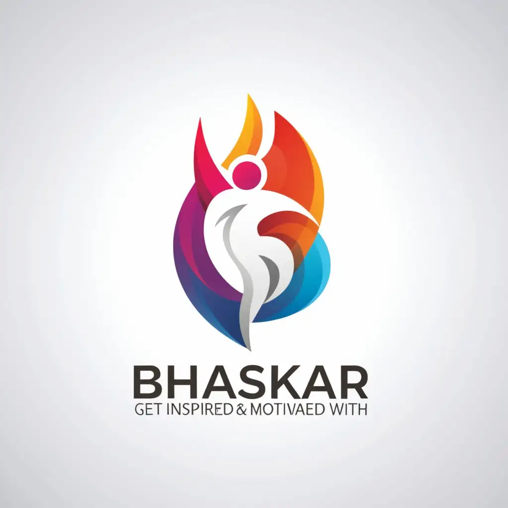 a logo design,with the text "Get Inspired & Motivated with Bhaskar", main symbol:B, An inspired Man from inside B,Moderate,clear background
