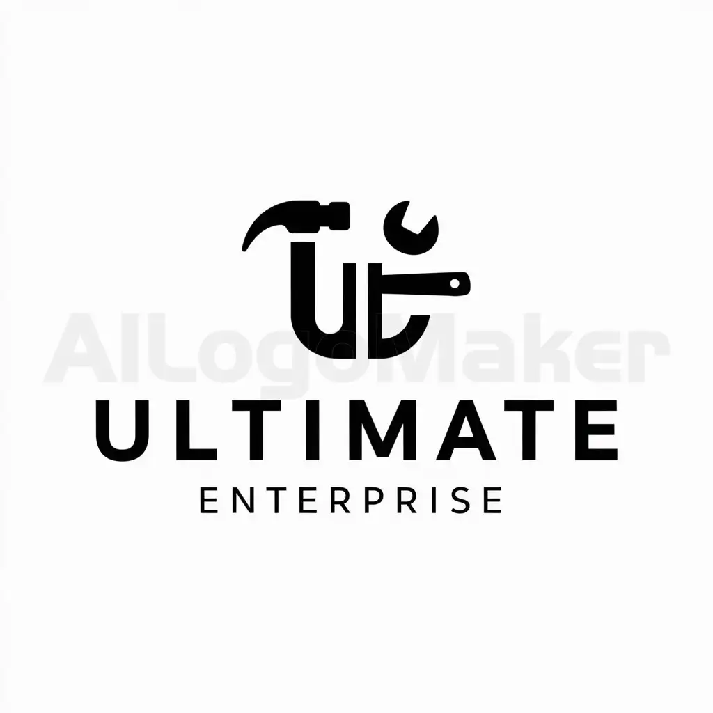 a logo design,with the text "Ultimate Enterprise", main symbol:UE, handy man,complex,be used in Construction industry,clear background