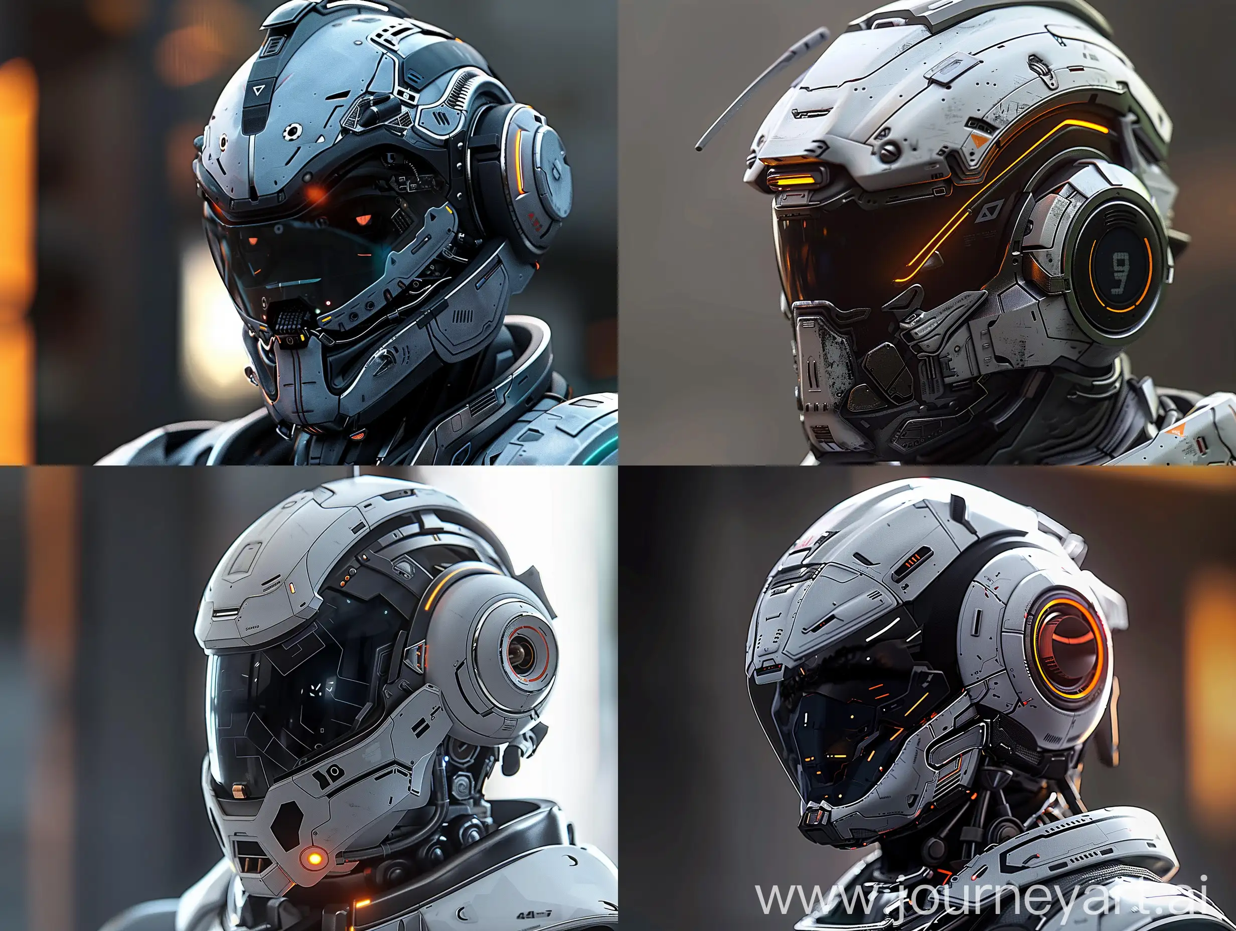 a close up of a robot wearing a helmet, hard surface character pinterest, cgsociety 9, beautiful robot character design, futuristic cybernetic helmet, sci-fi helmet, 3 d scifi art, unreal engine 5 », futuristic. game cg, epic sci - fi character art, trending on artstation 4k, epic sci-fi character art, cgsociety )