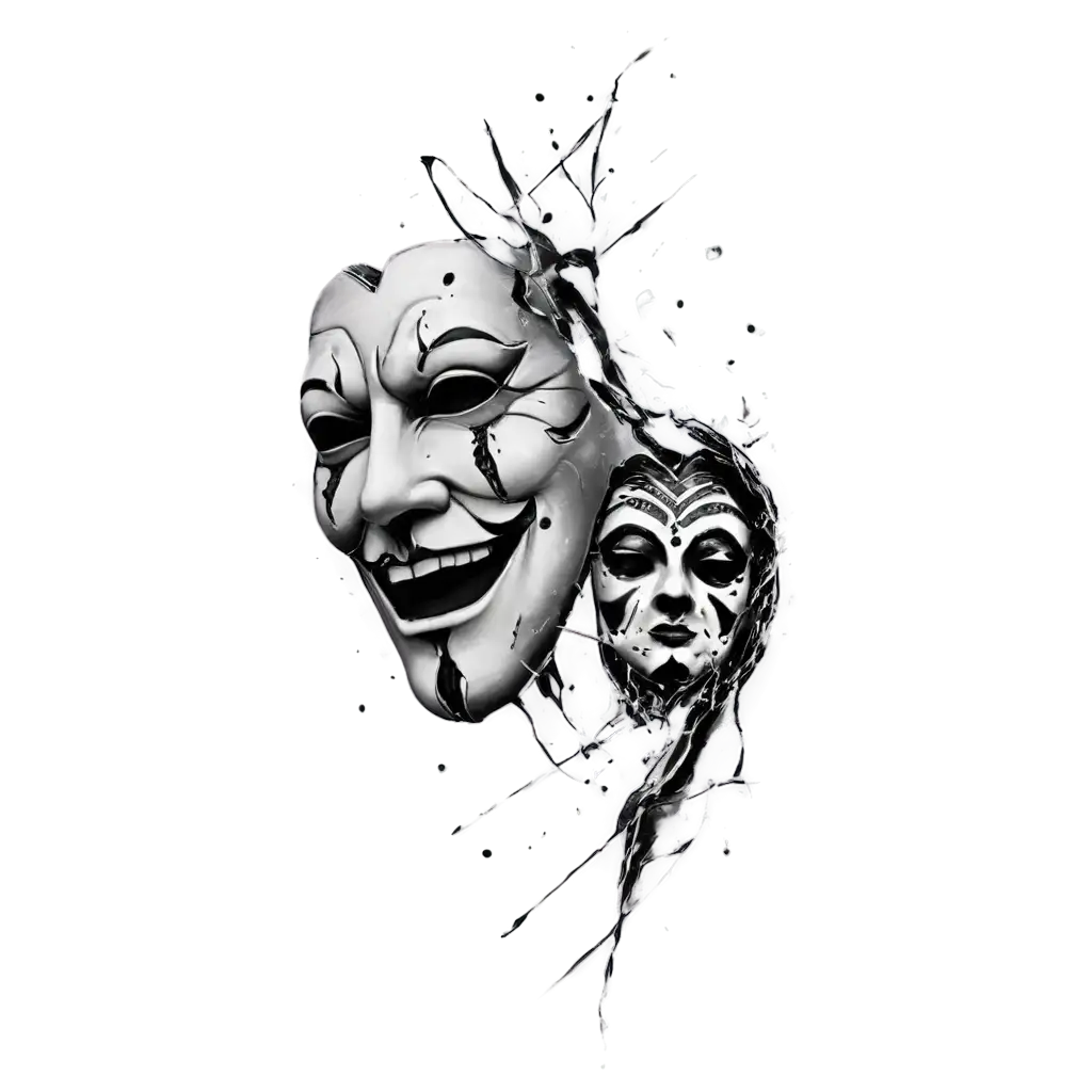 tattoo design of broken masks