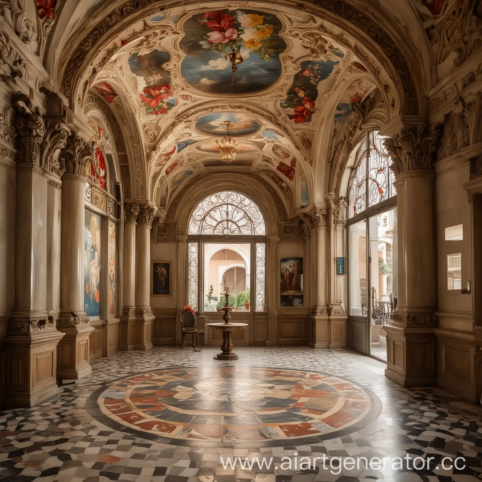 Venetian-Style-Interior-Registration-Hall-with-Statues-and-Stained-Glass