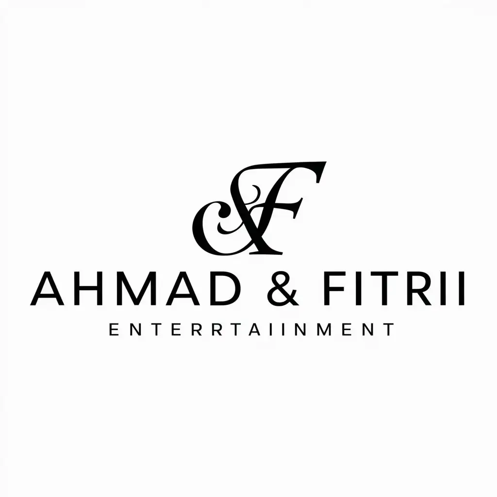 a logo design,with the text "Ahmad & Fitri", main symbol:A F,complex,be used in Entertainment industry,clear background