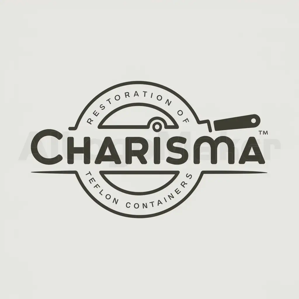 a logo design,with the text "Charisma", main symbol:A round typography of logo name with a Pan,Moderate,be used in Restoration of Teflon Containers industry,clear background