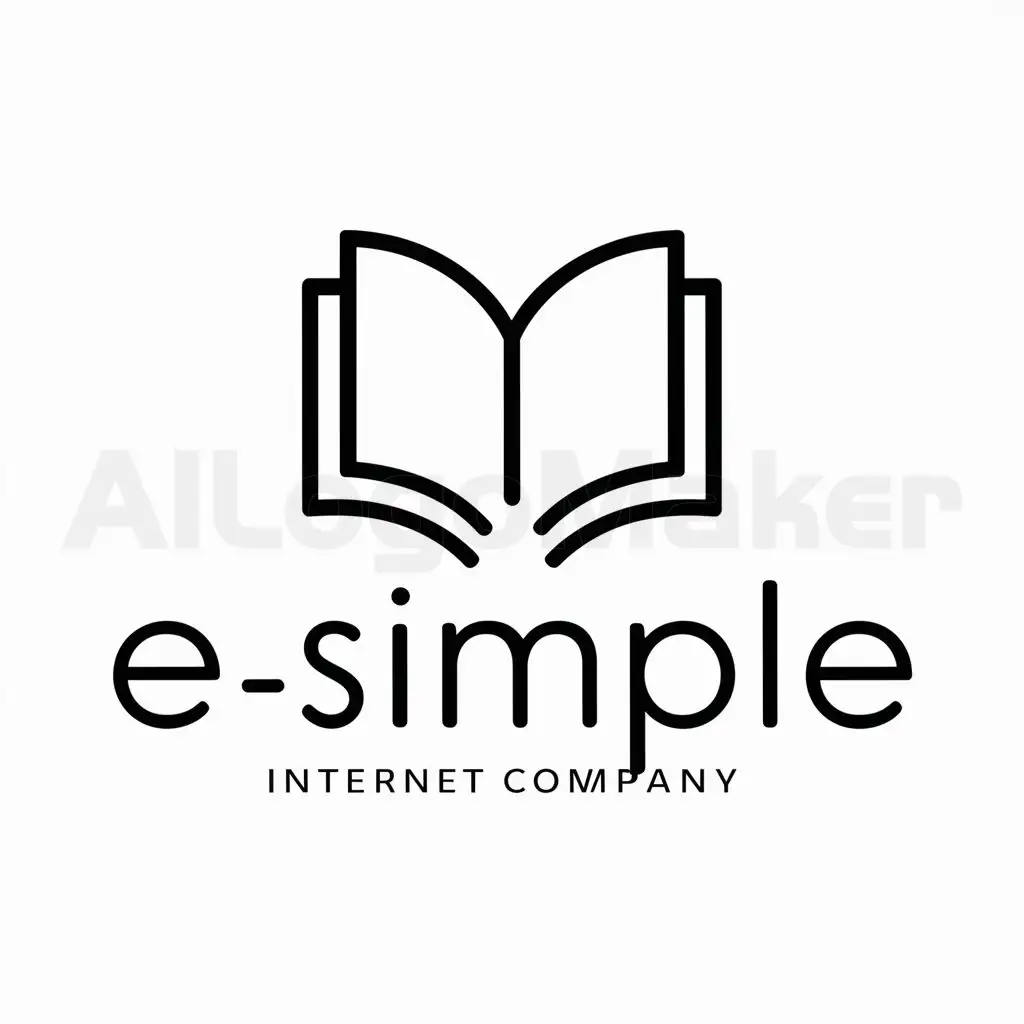 a logo design,with the text "E-SIMPLE", main symbol:A BOOK,Moderate,be used in Internet industry,clear background