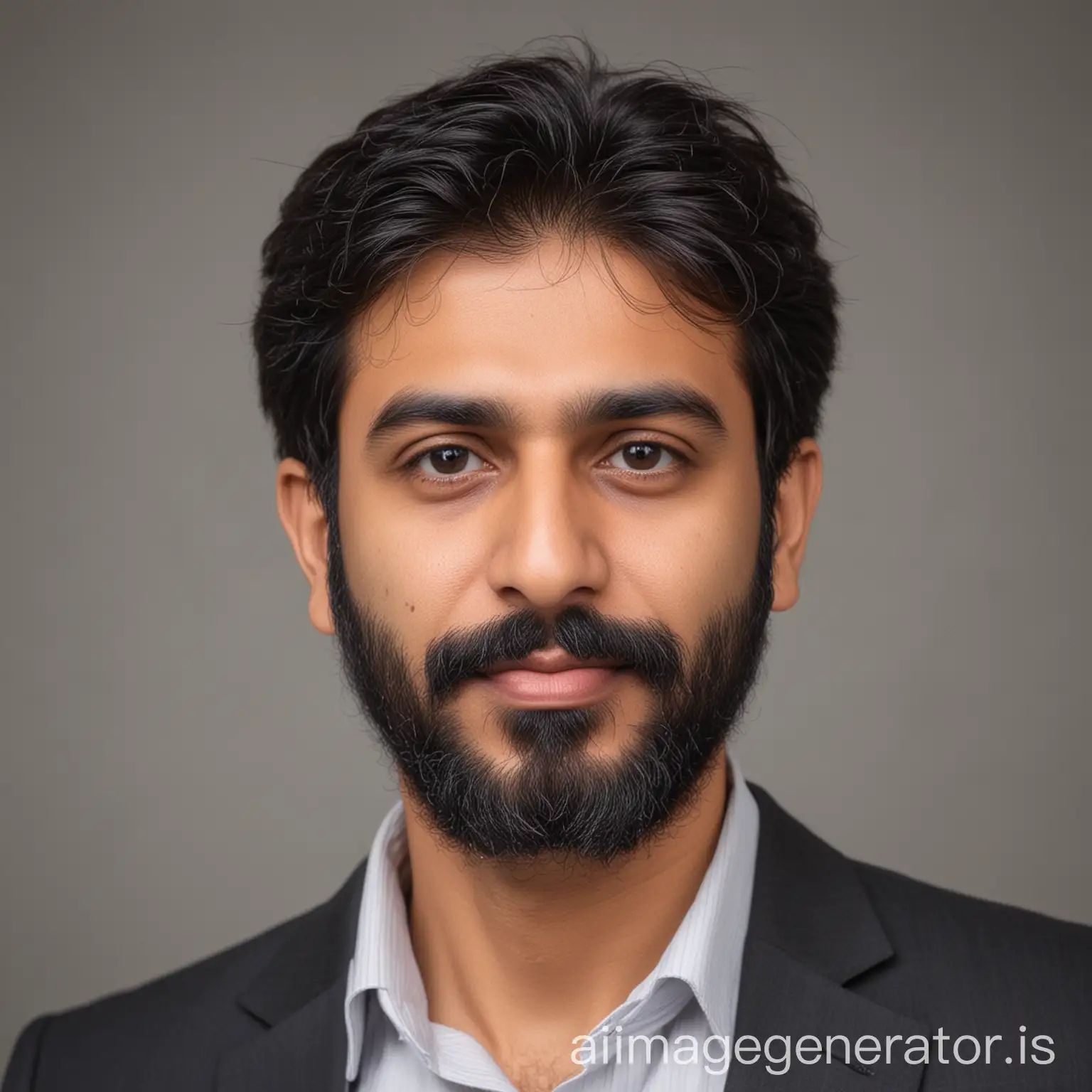 Pakistani 41 years old software engineer with short but neat beared linkedin professional profile photo 