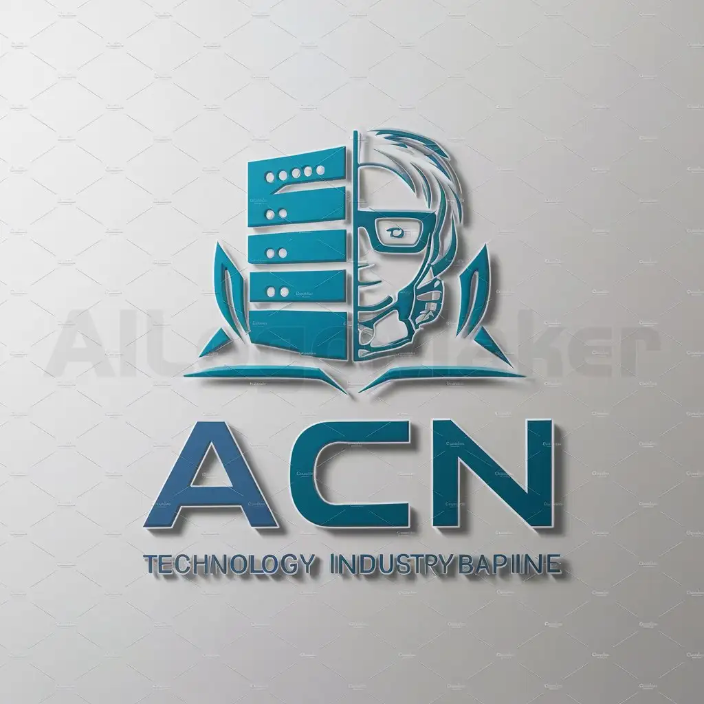 a logo design,with the text "ACn", main symbol:Server devices/computers/glasses/AC character fusion,Moderate,be used in Technology industry,clear background