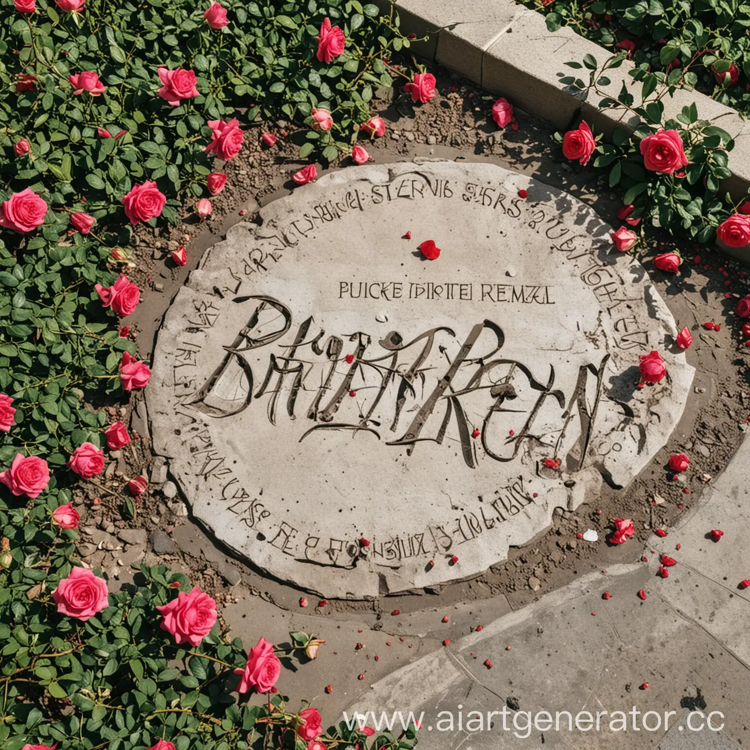 Надпись "broken roses" На фоне Стамбула