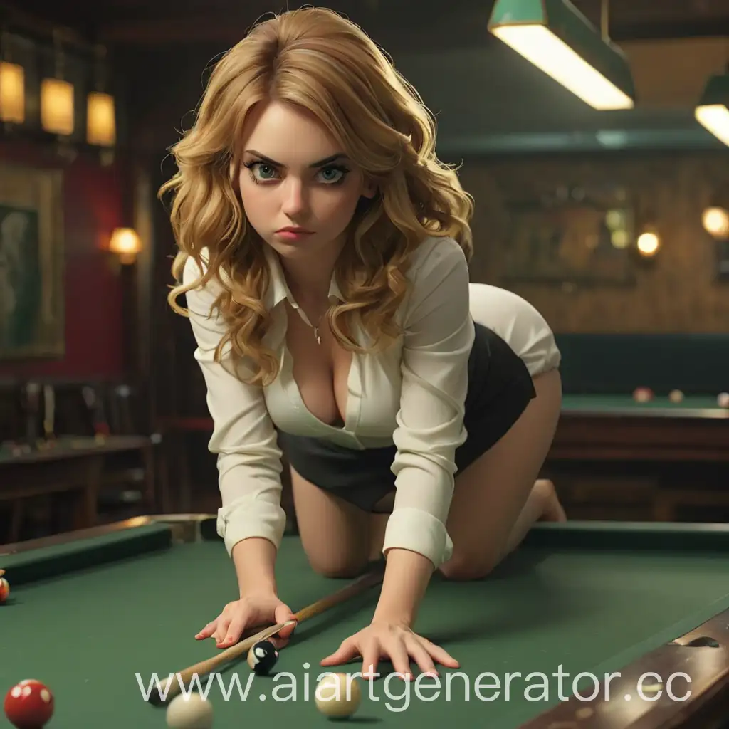 Seductive-Woman-Playing-Billiards-with-Provocative-Pose