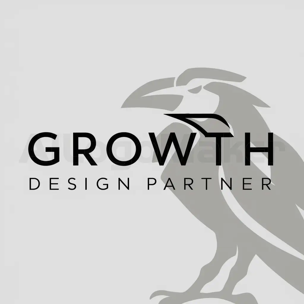a logo design,with the text "Growth Design Partner", main symbol:cuervo,Minimalistic,clear background
