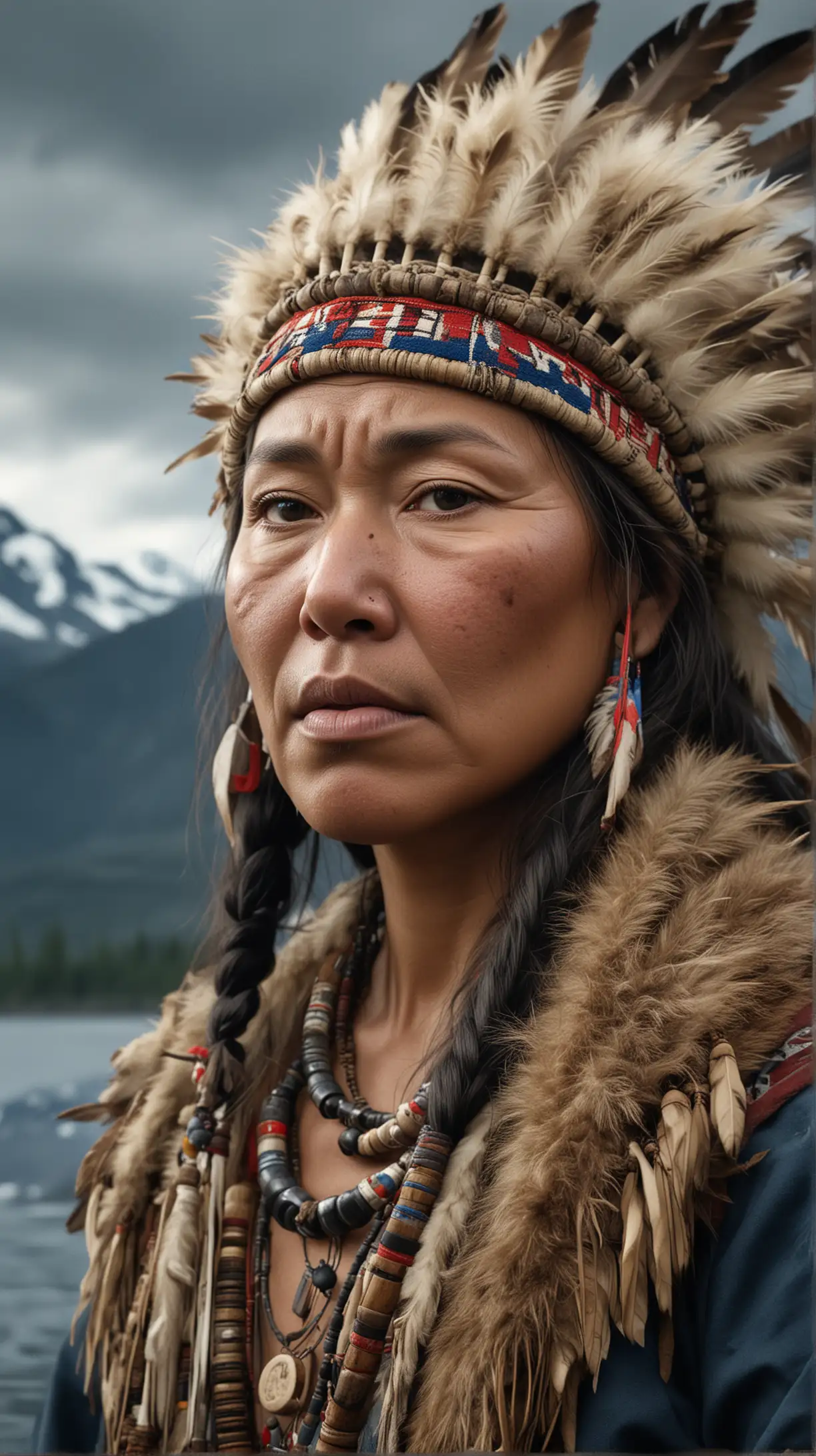Show the reaction of the indigenous peoples of Alaska to the news of the sale, highlighting their concerns and uncertainties about the changing political landscape. Hyper realistic
