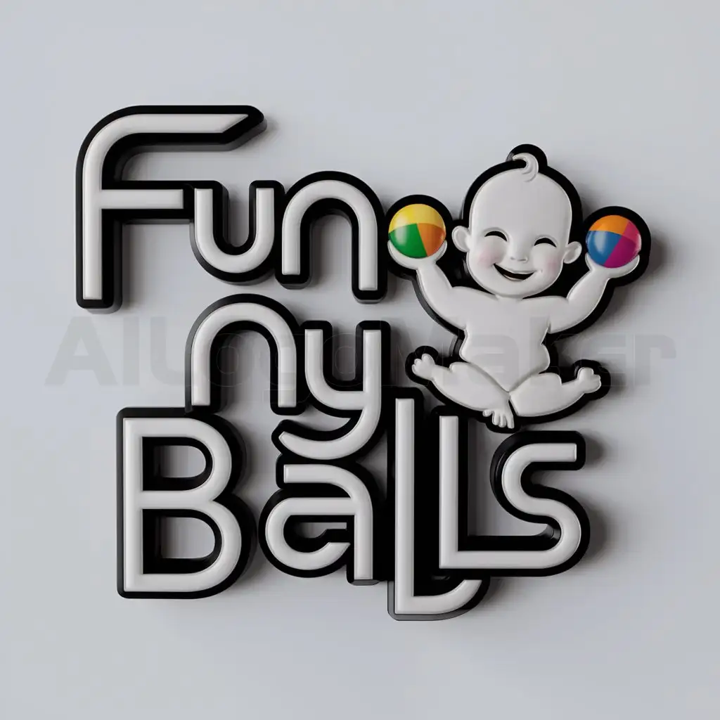 a logo design,with the text "funny balls", main symbol:happy baby,complex,clear background