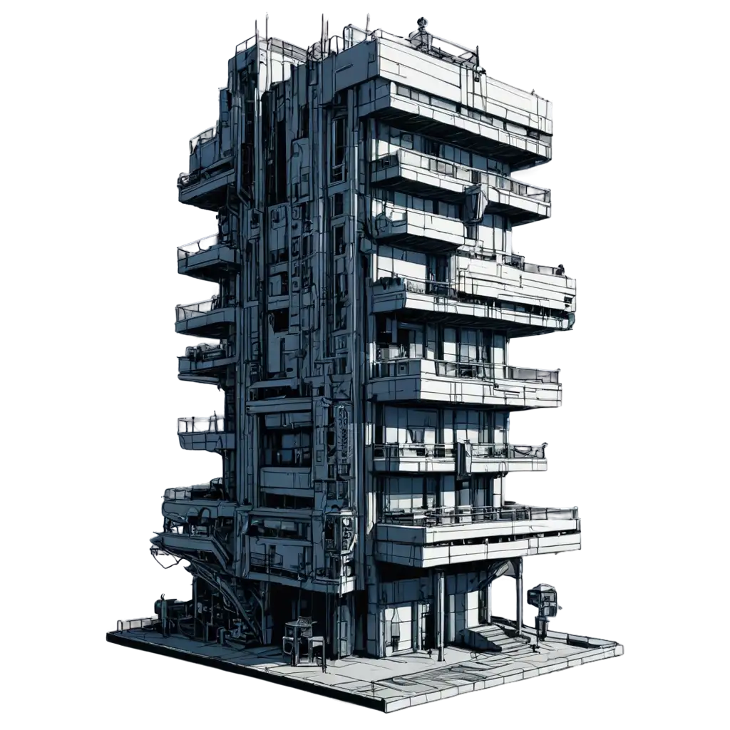 Futuristic-Cyberpunk-Building-Isometric-PNG-A-Pen-and-Ink-Masterpiece