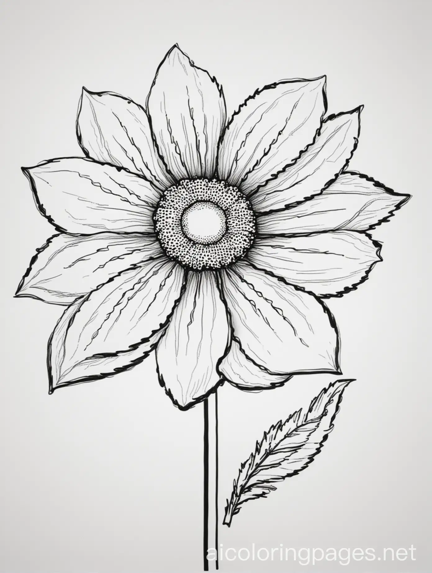 a flower picture, Coloring Page, black and white, line art, white background, Simplicity, Ample White Space. The background of the coloring page is plain white to make it easy for young children to color within the lines. The outlines of all the subjects are easy to distinguish, making it simple for kids to color without too much difficulty