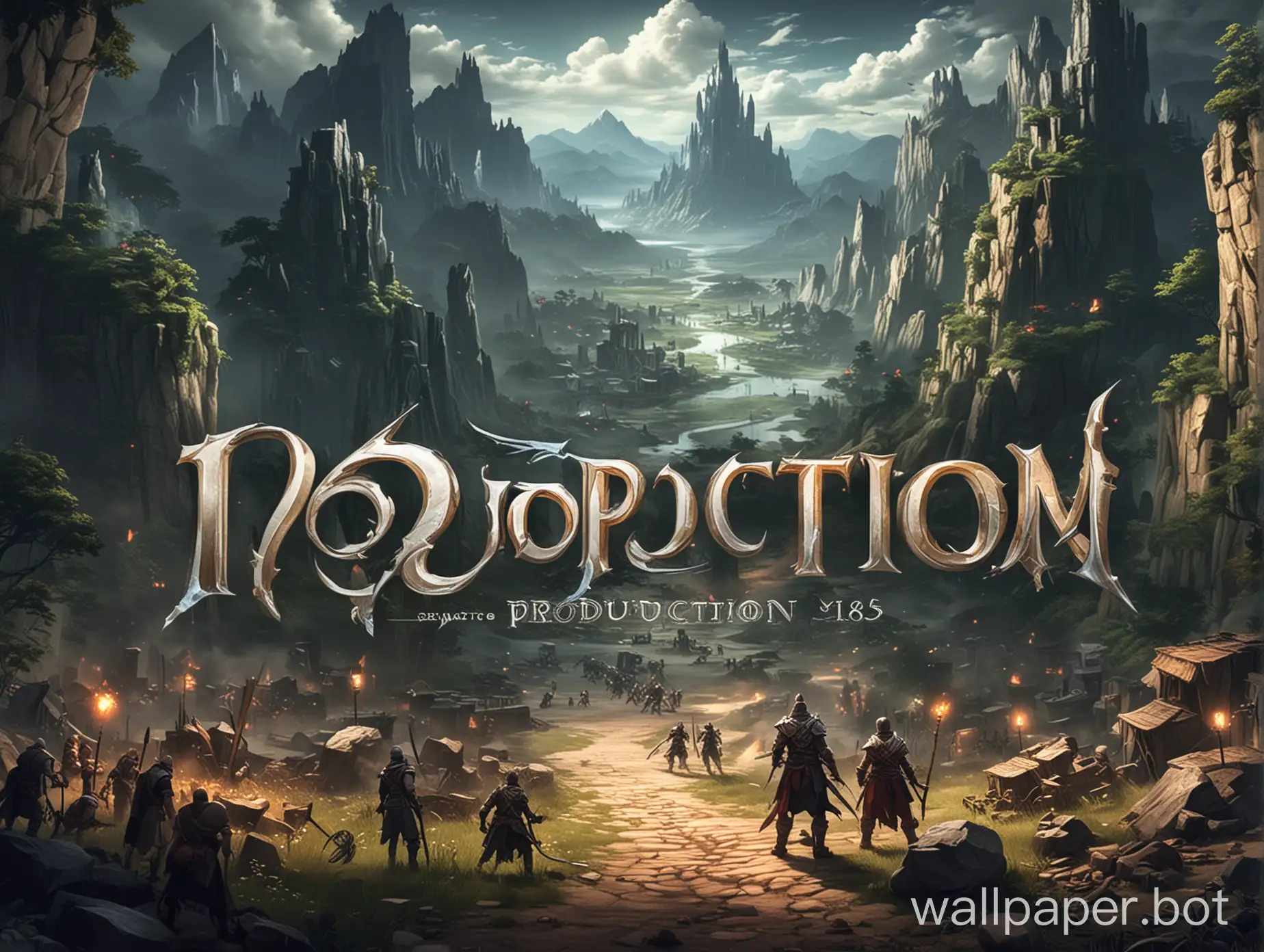 Fantasy like mmo rpg wallpaper containing the title "16 PRODUCTION"
