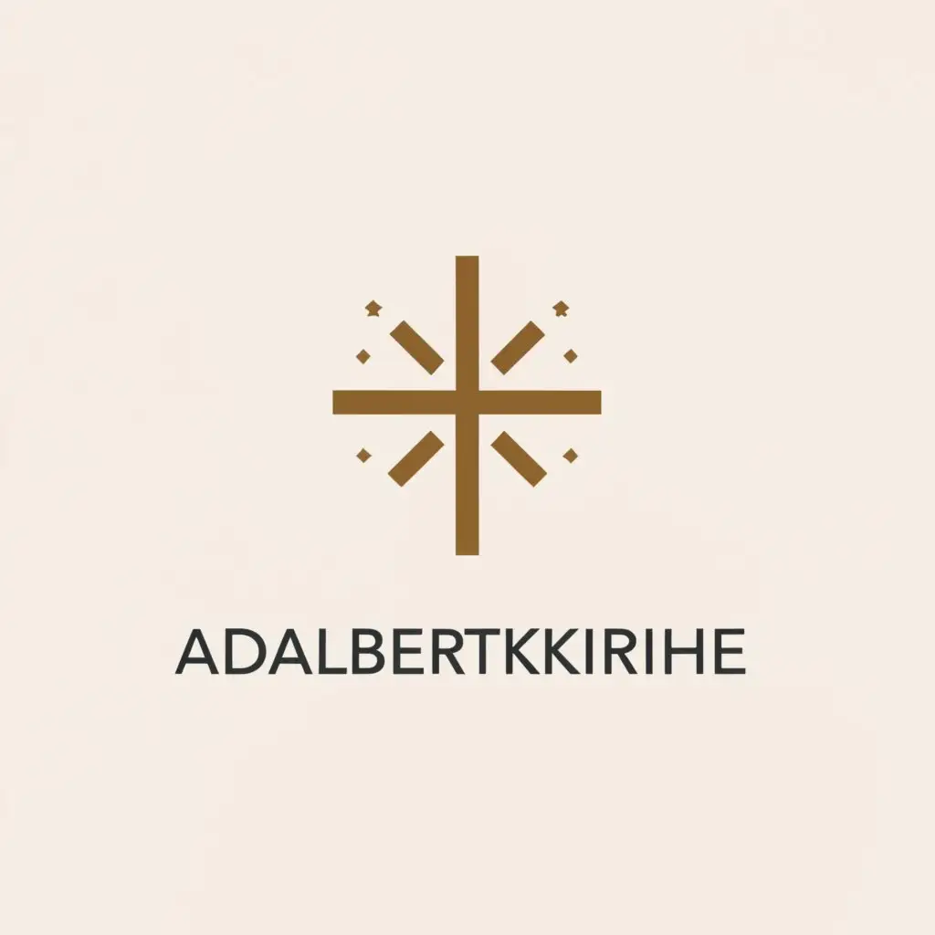 a logo design,with the text "Adalbertkirche", main symbol:Cross with a star,Minimalistic,be used in Religious industry,clear background