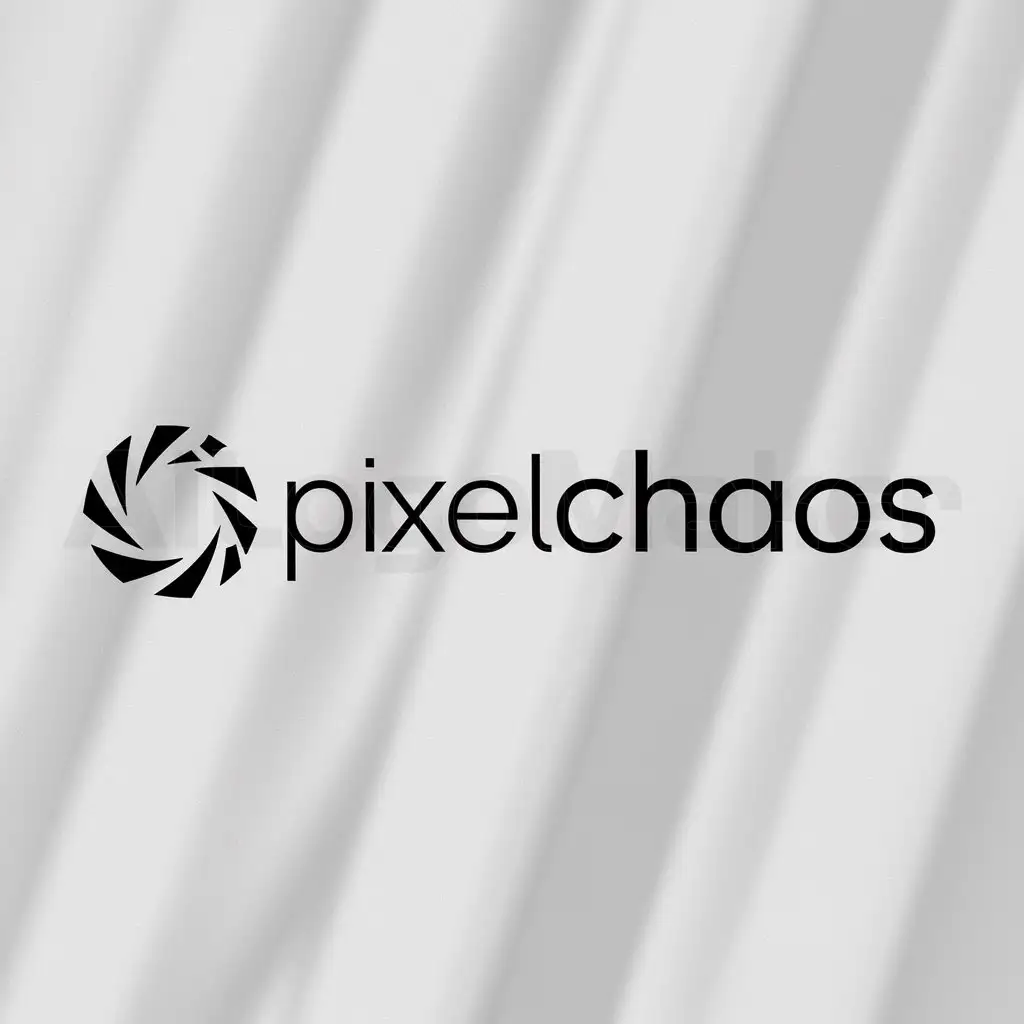 a logo design,with the text "Pixelchaos", main symbol:Die blende einer Kamera,Minimalistic,be used in Fotografie industry,clear background
