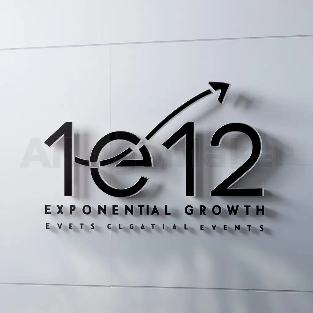 a logo design,with the text "1e12", main symbol:exponential,Minimalistic,be used in Events industry,clear background